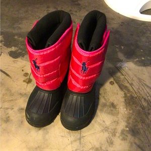 Pink And Black kids Polo Ralph Lauren snow boots